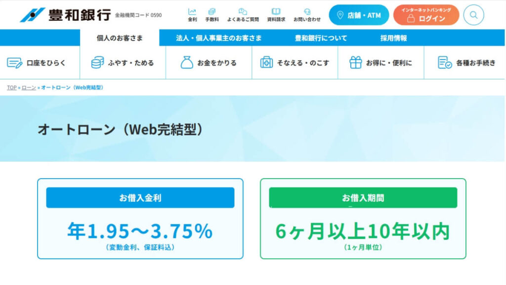 豊和銀行マイカーローン
